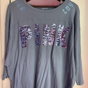 PINK Blue Sequined Shirt